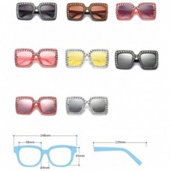 Square Women Sunglasses Crystal Brand Designer Oversized Square Sunglasses - C5 - CH18CQL3Z35 $10.12