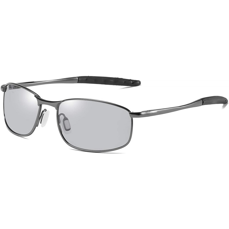 Round Classic Polarized Photochromic Sunglasses Driving Photosensitive Glasses B2444 - Gun Ash - C218HTQR5HT $18.74