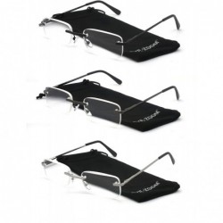 Rimless Rimless Reading Glasses Frameless Readers - Black-gunmetal and Silver - CY189N0IQR7 $11.81