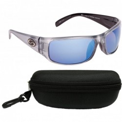 Wrap Polarized Okeechobee Sunglasses - Clear Gray Frame/White-Blue Mirror - Gray Base Lens - CC12NVC0UU1 $30.04