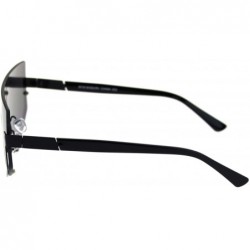 Semi-rimless Half Rim Flat Top Futuristic Fashion Sunglasses Unisex Wide Frame UV 400 - Black (Black) - CG18TLAO4L4 $10.36