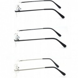 Rimless Rimless Reading Glasses Frameless Readers - Black-gunmetal and Silver - CY189N0IQR7 $11.81