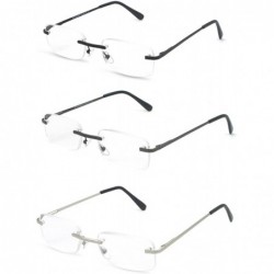 Rimless Rimless Reading Glasses Frameless Readers - Black-gunmetal and Silver - CY189N0IQR7 $11.81