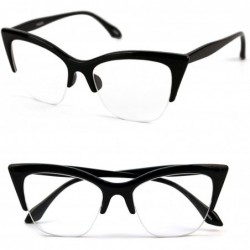 Cat Eye 1950's Vintage style Cat Eye Clear Lens Glasses P4022CL - Black - CH17YRLGGU9 $7.64