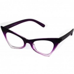 Cat Eye Small Cat Eye Sunglasses For Women High Pointed Tinted Color Lens New - Purple Gradient / Clear Lens - CZ180745CH7 $7.87