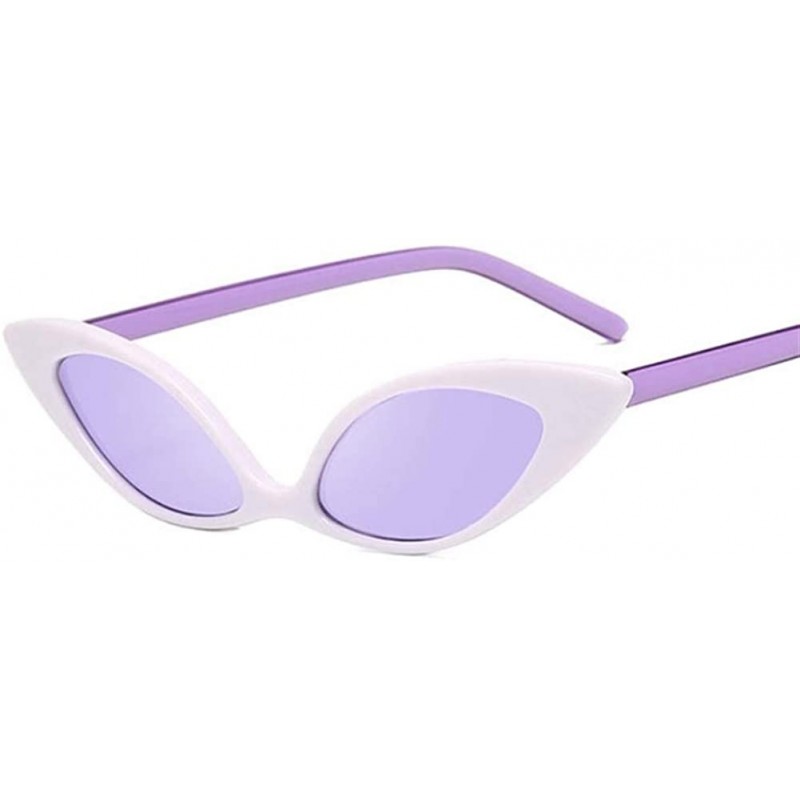 Cat Eye Women Cat Eye Sunglasses Female Sun Glasses For Ladies Retro Vintage Mirror Red Eyewear - White Purple - C5199QCSK54 ...