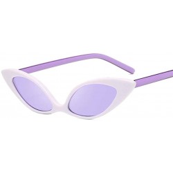 Cat Eye Women Cat Eye Sunglasses Female Sun Glasses For Ladies Retro Vintage Mirror Red Eyewear - White Purple - C5199QCSK54 ...