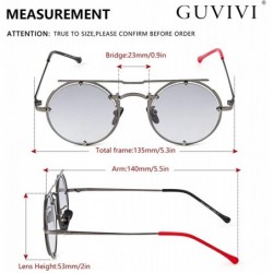 Round Retro Round Sunglasses Frame Fashion Mirrored Driving Steampunk Rivet Style UV400 - Transpraent-black - C9196ENQ0KH $8.05