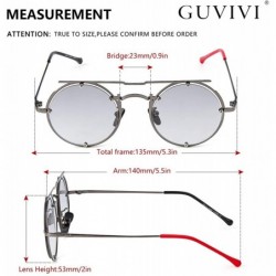 Round Retro Round Sunglasses Frame Fashion Mirrored Driving Steampunk Rivet Style UV400 - Transpraent-black - C9196ENQ0KH $8.05
