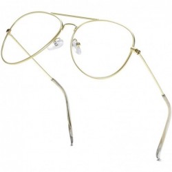 Aviator Clear Aviator Glasses Lens Premium Classic Metal Frame Eyeglasses - Gold - CX18XEII3RN $17.97
