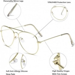 Aviator Clear Aviator Glasses Lens Premium Classic Metal Frame Eyeglasses - Gold - CX18XEII3RN $10.44