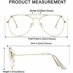 Aviator Clear Aviator Glasses Lens Premium Classic Metal Frame Eyeglasses - Gold - CX18XEII3RN $10.44