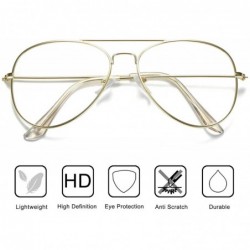 Aviator Clear Aviator Glasses Lens Premium Classic Metal Frame Eyeglasses - Gold - CX18XEII3RN $10.44