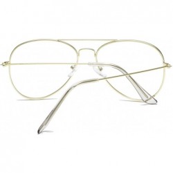 Aviator Clear Aviator Glasses Lens Premium Classic Metal Frame Eyeglasses - Gold - CX18XEII3RN $10.44