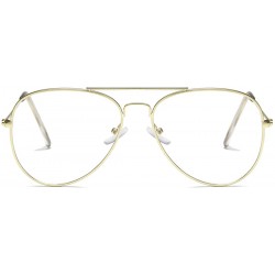 Aviator Clear Aviator Glasses Lens Premium Classic Metal Frame Eyeglasses - Gold - CX18XEII3RN $10.44