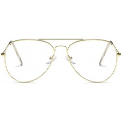 Aviator Clear Aviator Glasses Lens Premium Classic Metal Frame Eyeglasses - Gold - CX18XEII3RN $10.44