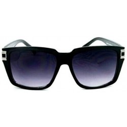 Square Gazelle Vandal Square Luxury Sunglasses - Glossy Black & Silver Frame - CA18ULZU3DA $10.46