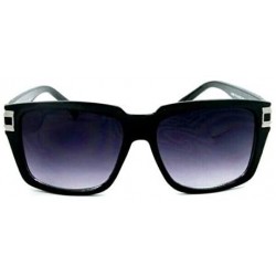Square Gazelle Vandal Square Luxury Sunglasses - Glossy Black & Silver Frame - CA18ULZU3DA $10.46