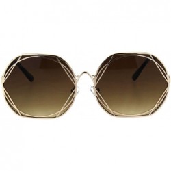 Oversized Womens Art Nouveau Deco Metal Rim Butterfly Diva Sunglasses - Gold Brown - CO18I4G6Q4Y $14.16