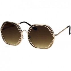 Oversized Womens Art Nouveau Deco Metal Rim Butterfly Diva Sunglasses - Gold Brown - CO18I4G6Q4Y $14.16