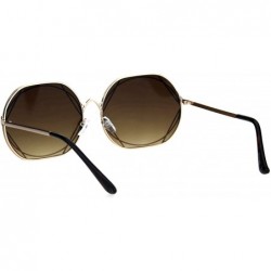 Oversized Womens Art Nouveau Deco Metal Rim Butterfly Diva Sunglasses - Gold Brown - CO18I4G6Q4Y $14.16