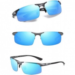 Sport Men's Sports Polarized Driving Carbon Fiber Sunglasses for Men UV400 Protection DC8277 - Gunmetal Frame Blue Lens - C21...