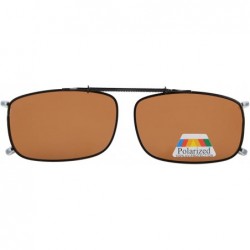 Oval Easy clip Spring Polarized Clip On Sunglasses 56mm Wide x 36mm Height Millimeters - C63-brown - CQ18IU4SGAU $13.04