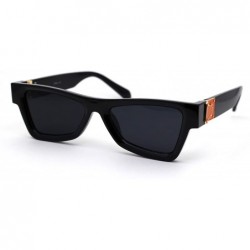 Rectangular Womens Luxury Squared Triangular Thick Plastic Horn Mob Sunglasses - Black Orange Black - CM18WWNA64D $13.69