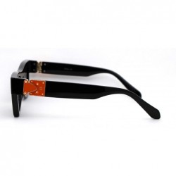 Rectangular Womens Luxury Squared Triangular Thick Plastic Horn Mob Sunglasses - Black Orange Black - CM18WWNA64D $13.69