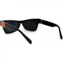 Rectangular Womens Luxury Squared Triangular Thick Plastic Horn Mob Sunglasses - Black Orange Black - CM18WWNA64D $13.69