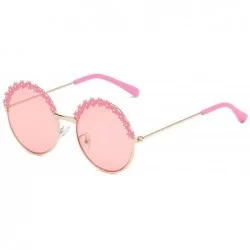 Round 2019 Festival Metal Frame Kids Sunglasses Flower Round Sun Glasses Girls Boys Baby Brand Children Oculos - Pink - C4197...