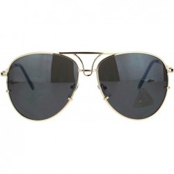 Aviator Large Metal Rim Officer Cop Pilots Sunglasses - Gold Black - CR18KEYMH08 $18.51