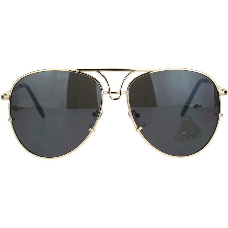 Aviator Large Metal Rim Officer Cop Pilots Sunglasses - Gold Black - CR18KEYMH08 $7.40