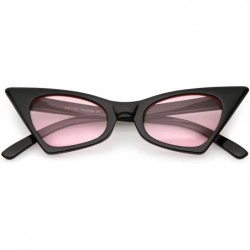 Oval Retro Small High Pointed Tinted Colored Oval Lens Cat Eye Sunglasses 46mm - Black / Light Pink - CX188NALM6D $19.40