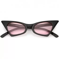 Oval Retro Small High Pointed Tinted Colored Oval Lens Cat Eye Sunglasses 46mm - Black / Light Pink - CX188NALM6D $8.56