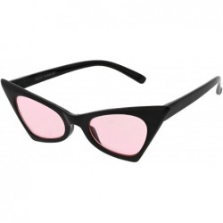 Oval Retro Small High Pointed Tinted Colored Oval Lens Cat Eye Sunglasses 46mm - Black / Light Pink - CX188NALM6D $8.56