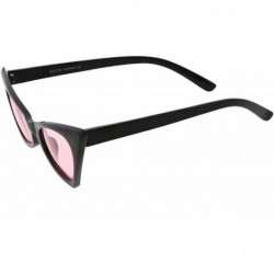 Oval Retro Small High Pointed Tinted Colored Oval Lens Cat Eye Sunglasses 46mm - Black / Light Pink - CX188NALM6D $8.56