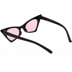 Oval Retro Small High Pointed Tinted Colored Oval Lens Cat Eye Sunglasses 46mm - Black / Light Pink - CX188NALM6D $8.56