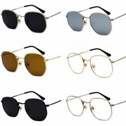 Oval 2020 Hexagon Sunglasses Women Er Small Square Sunglases Men Metal Frame Driving Fishing Glasses - Gold Tea - CW199CK8ZE7...