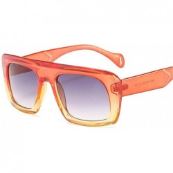 Square Fashion Rectangle Sunglasses Women Brand Designer Double Colors Retro Gradient Shades - Orange&yellow - C818ME5UMMY $1...