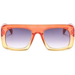 Square Fashion Rectangle Sunglasses Women Brand Designer Double Colors Retro Gradient Shades - Orange&yellow - C818ME5UMMY $1...