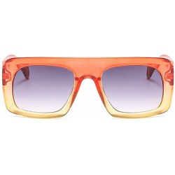 Square Fashion Rectangle Sunglasses Women Brand Designer Double Colors Retro Gradient Shades - Orange&yellow - C818ME5UMMY $1...