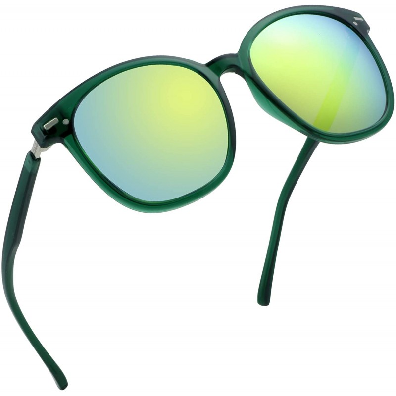 Oval Oversize Polarized Sunglasses-UV400 Protection-Retro for Men/Women - Laus Unique_c2_mirror Green - CN18W3EKRKL $21.88