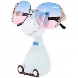 Oversized Fashion Round Sunglasses Semi-rim UV Protection Glasses for Women Girls - Blue-pink - CL199U2T9ZC $16.96