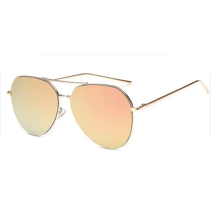 Oversized 2019 Rose Gold Sunglasses Women Men Shades Brand Designer Mirror Sun Glasses Female Metal Frame Sunglass - CC197Y6Y...