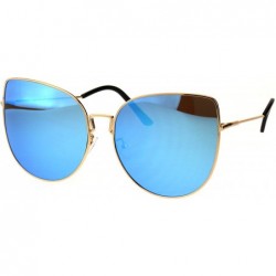 Butterfly Womens Butterfly Metal Rim Retro Oceanic Gradient Lens Sunglasses - Gold Blue - C218E09S4XO $14.87