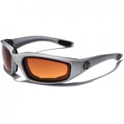 Goggle Padded Bikers Sport Sunglasses Offered in Variety of Colors - Silver - Hd High Definition Lens - CY12NTEH5BP $20.22