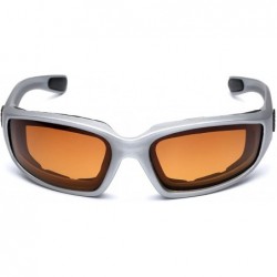 Goggle Padded Bikers Sport Sunglasses Offered in Variety of Colors - Silver - Hd High Definition Lens - CY12NTEH5BP $11.44