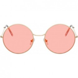 Oversized Women Round Sunglasses Fashion Vintage Metal Frame Ocean Sun Glasses Shade Oval Female Eyewear - Gold Purple - C519...