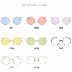 Oversized Women Round Sunglasses Fashion Vintage Metal Frame Ocean Sun Glasses Shade Oval Female Eyewear - Gold Purple - C519...